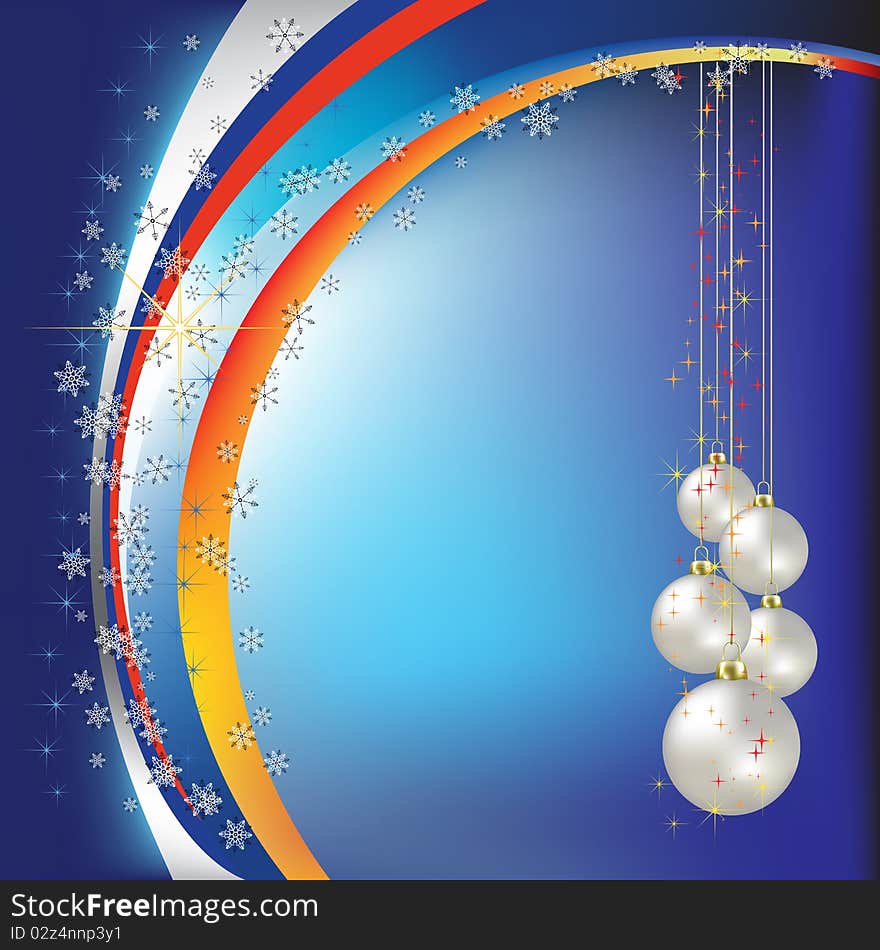 Christmas greeting pearl balls on blue background