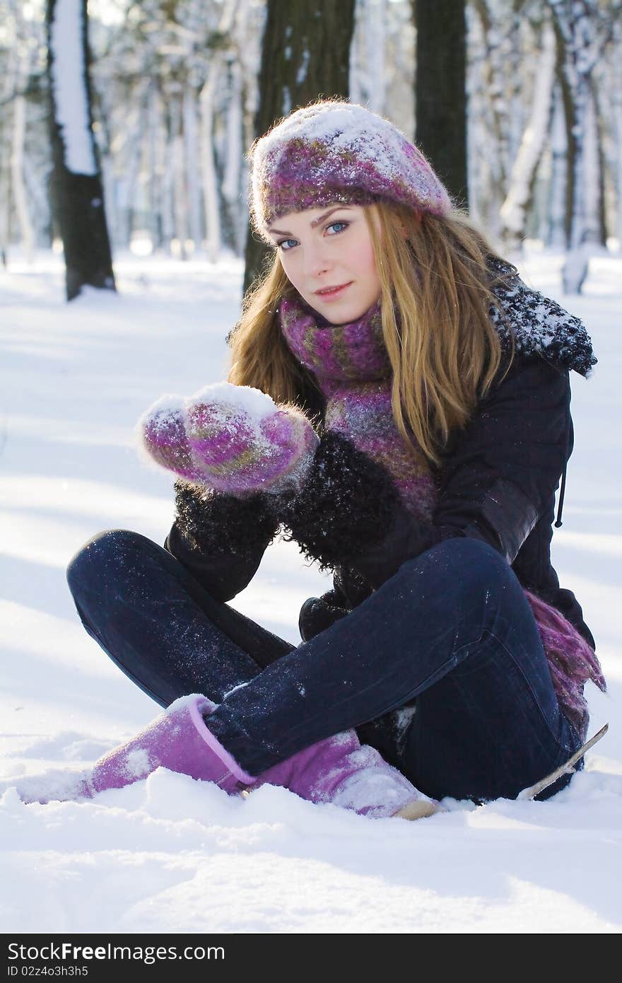 Portrait of cute girl in winter