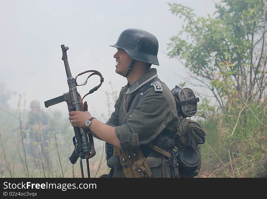 Historical military reenactment of World War 2. Historical military reenactment of World War 2