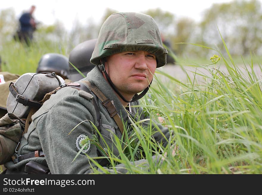 Historical military reenactment of World War 2. Historical military reenactment of World War 2