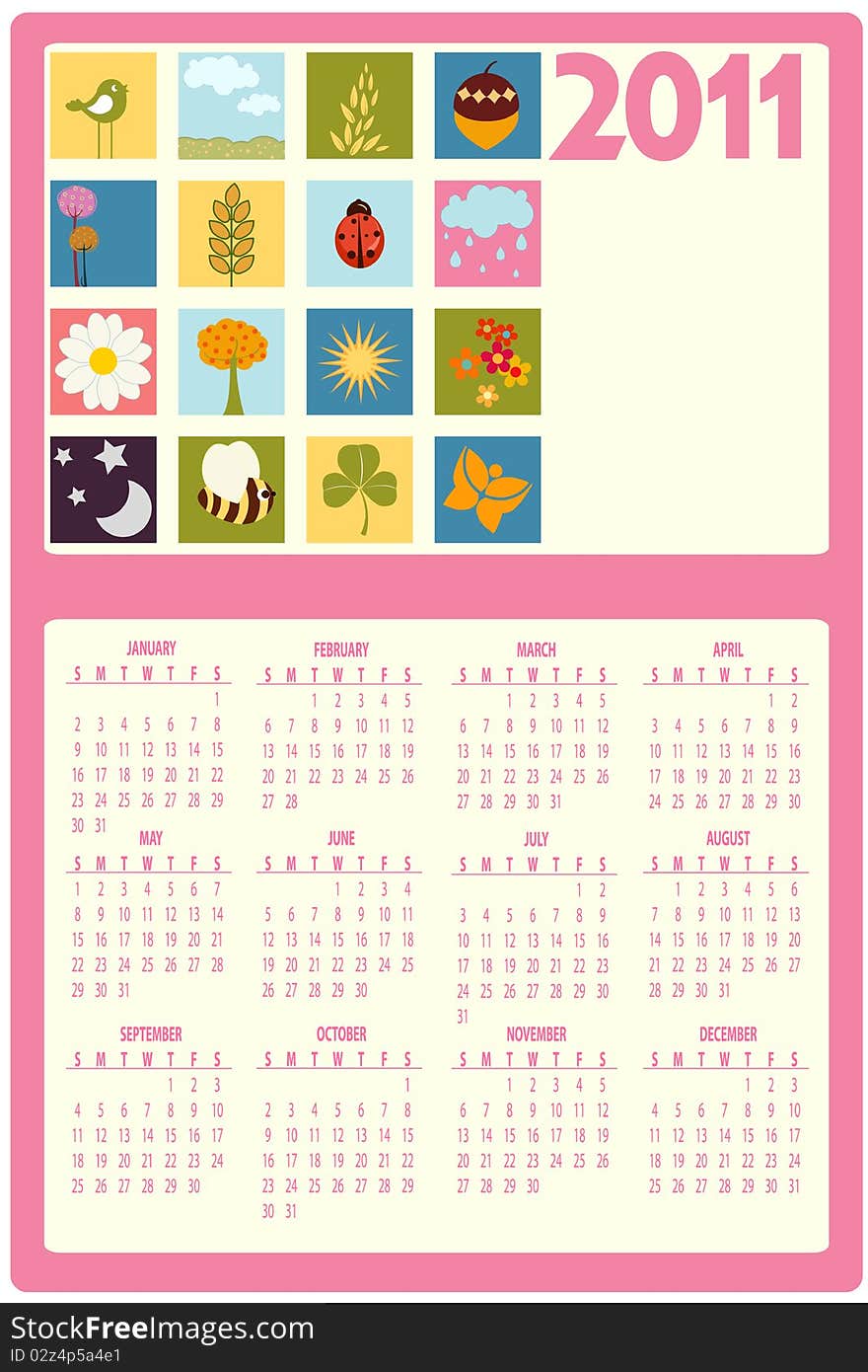 Vector Illustration of colorful style design Calendar for 2011