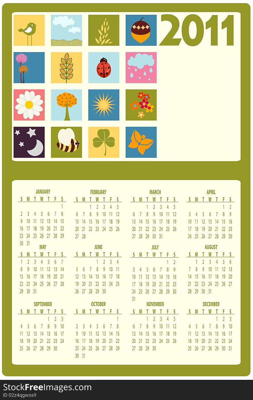 Vector Illustration of colorful style design Calendar for 2011