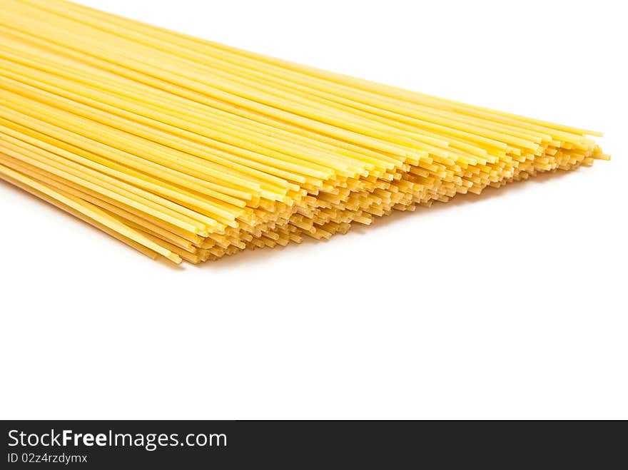 A bunch of spaghetti on white background