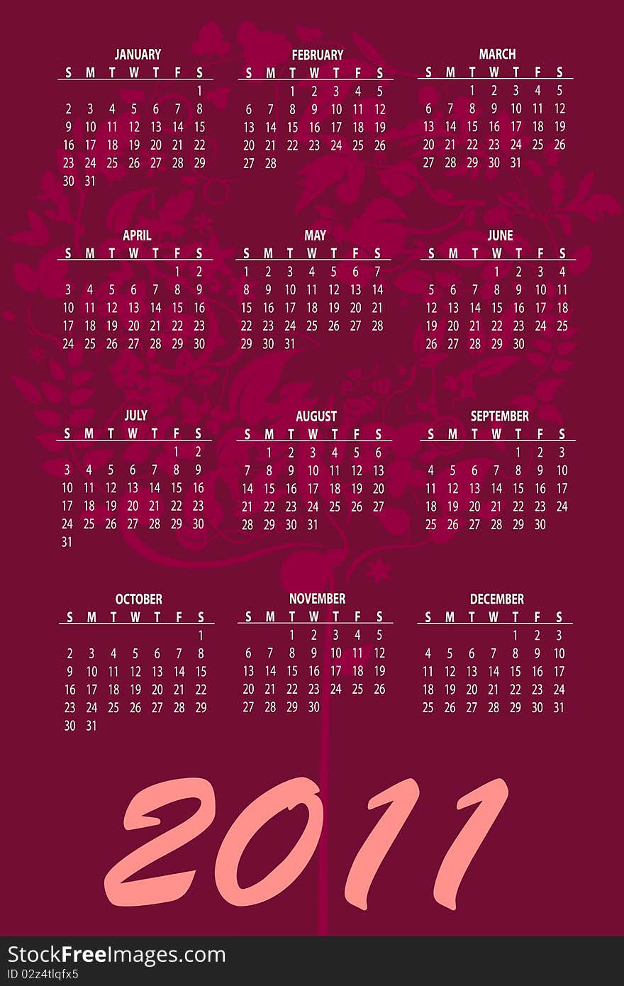 Vector Illustration of style design Colorful Calendar for 2011