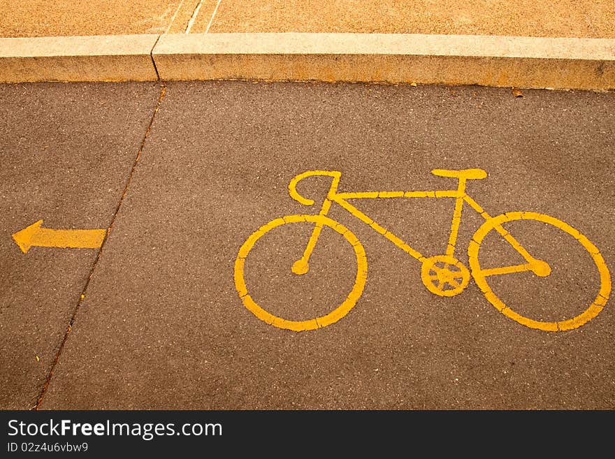 Bike sign at the road