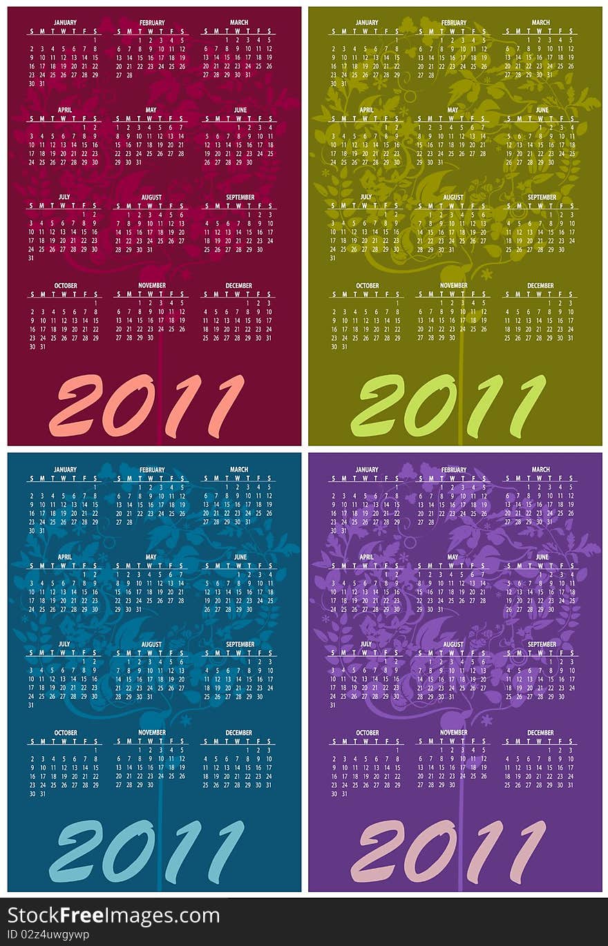 Illustration of style design Colorful Calendar for 2011. Illustration of style design Colorful Calendar for 2011