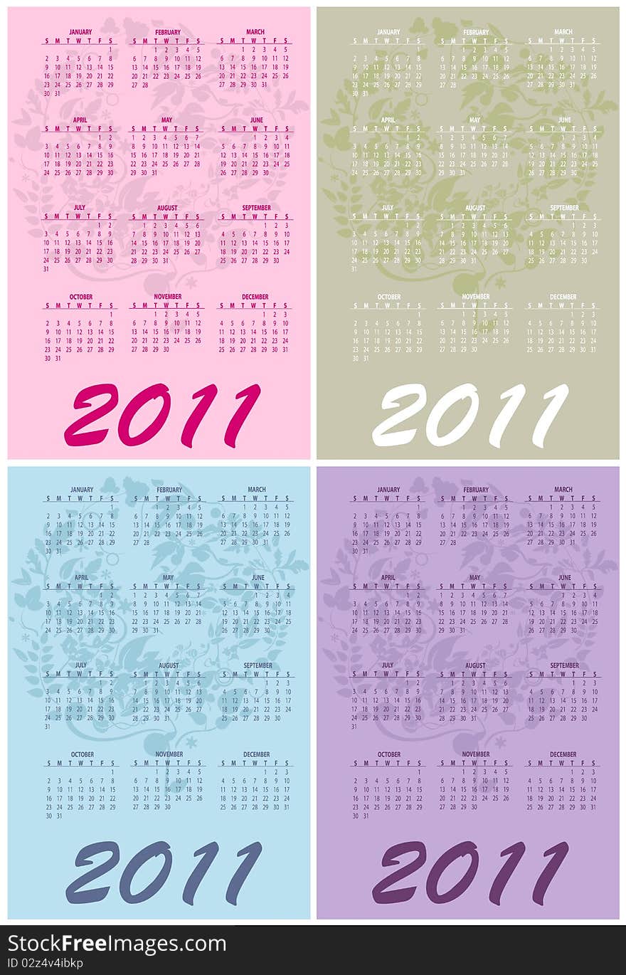 Vector Illustration of style design Colorful Calendar for 2011. Vector Illustration of style design Colorful Calendar for 2011