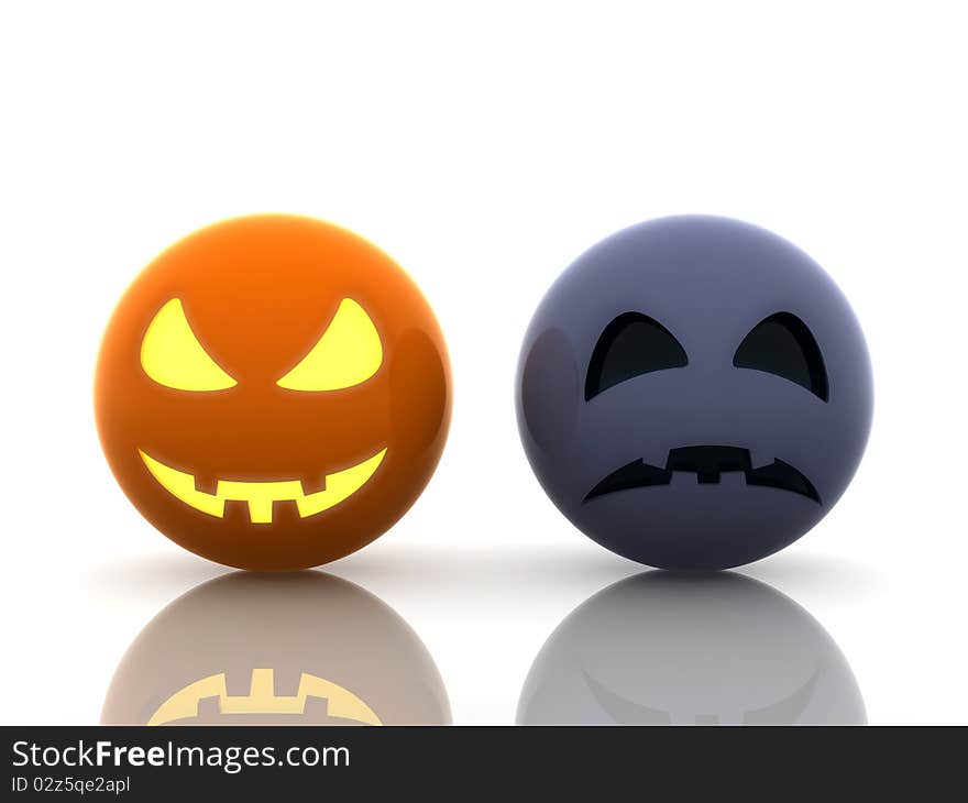 Halloween, happy and sad pumpkins