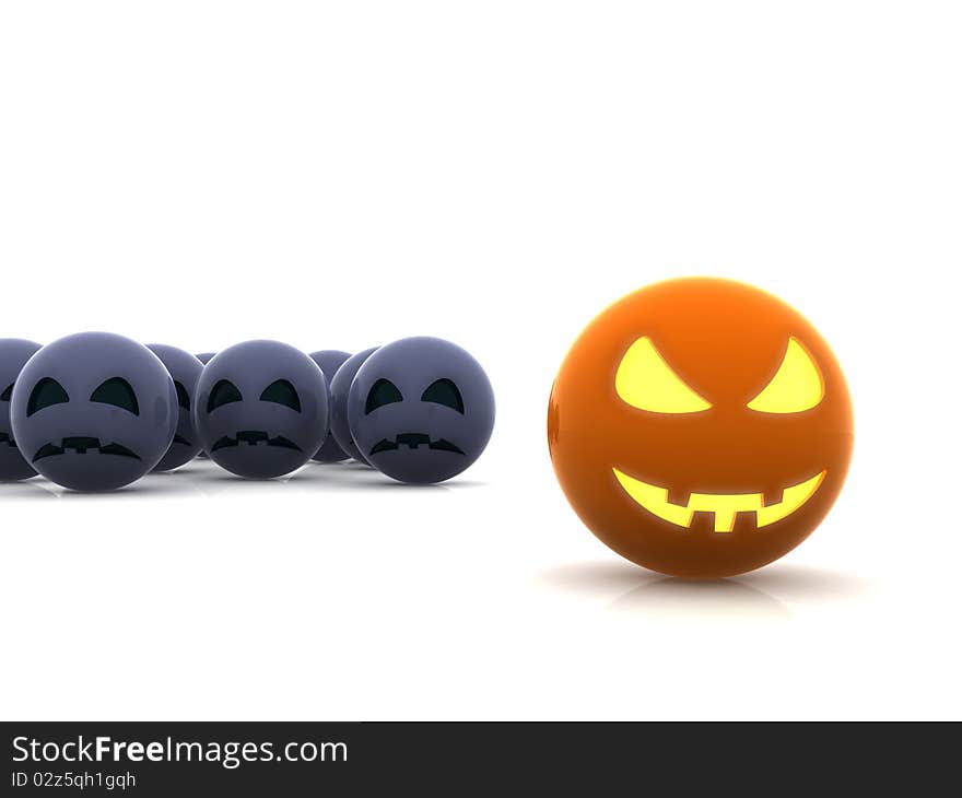 One orage and happy pumpkin and manny others blue and sad. One orage and happy pumpkin and manny others blue and sad