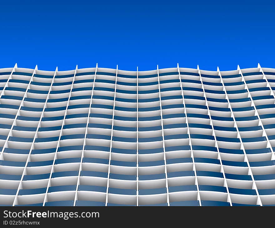 Facade of tall, modern, white building. Facade of tall, modern, white building