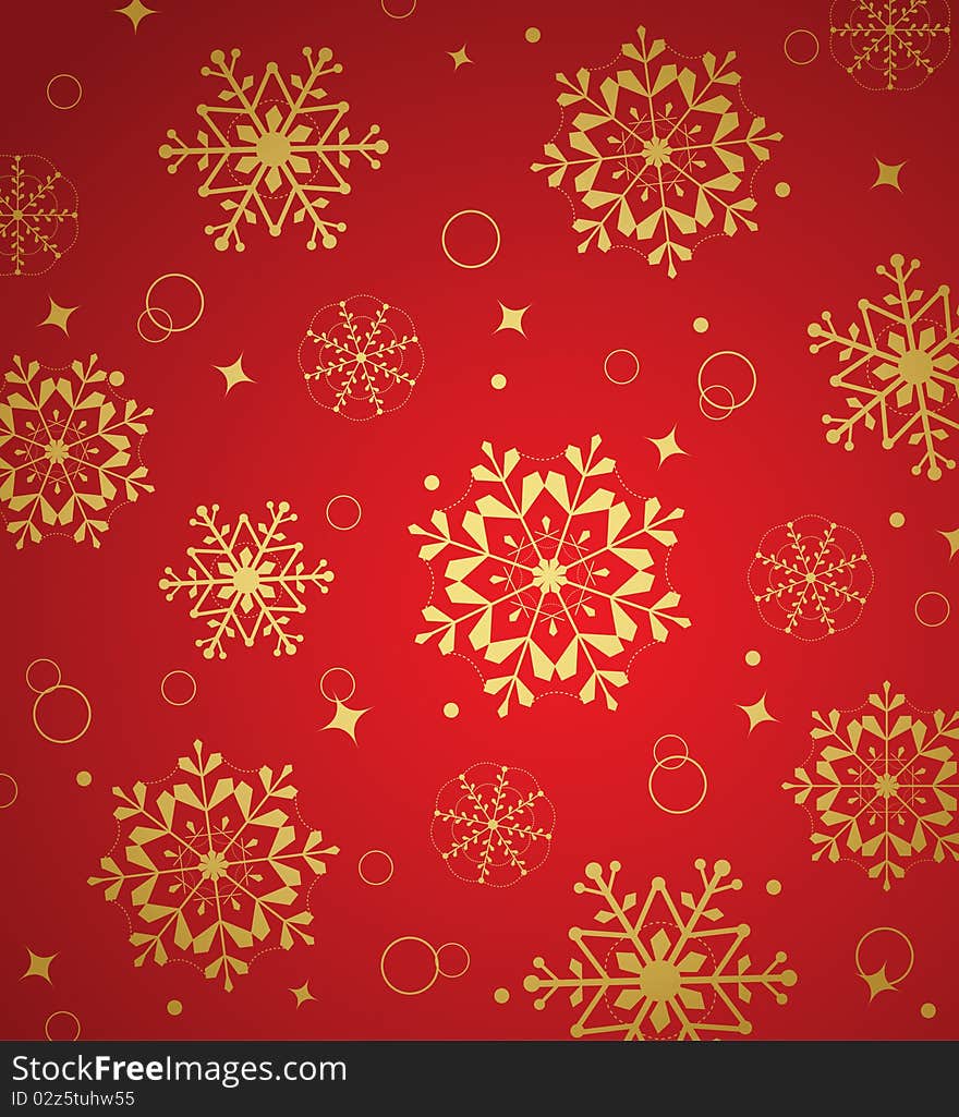 Red christmas pattern with snowflakes