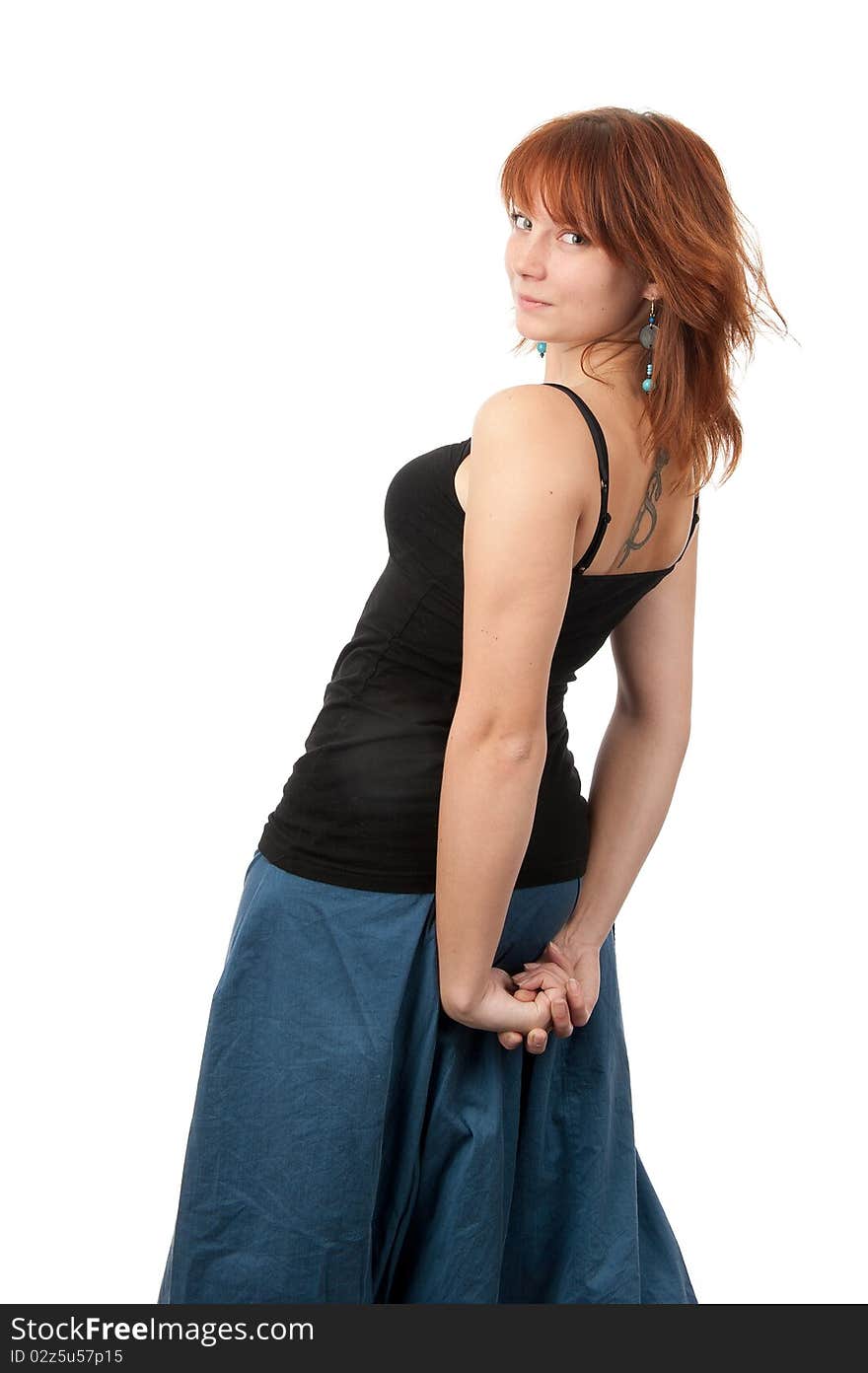 Portrait of a beautiful woman on white background