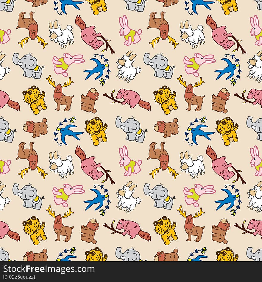 Seamless cute animal pattern,vector illustration