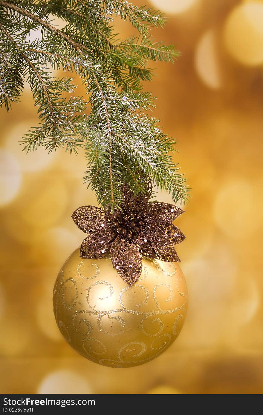 Gold and shiny Christmas decoration. Gold and shiny Christmas decoration