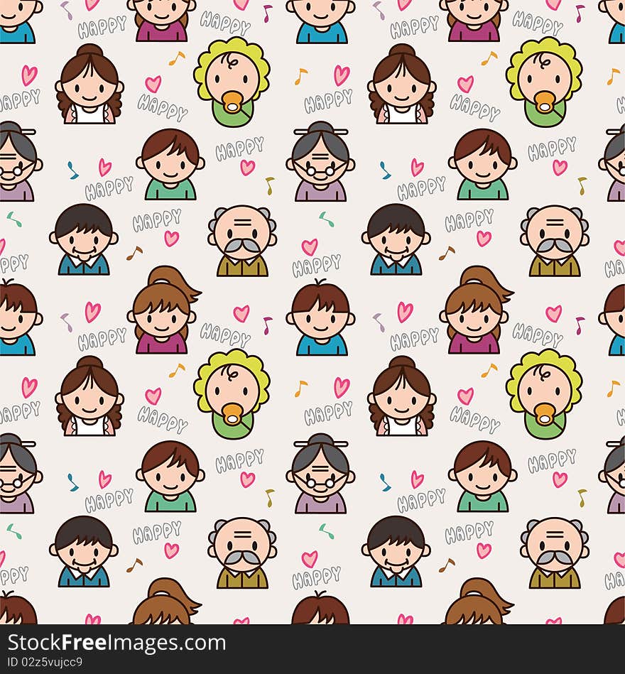 Seamless cute family pattern