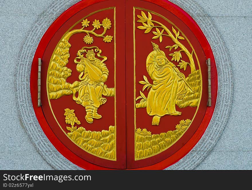 Chinese temple window in Thailand,Kammalawat Dragon temple window