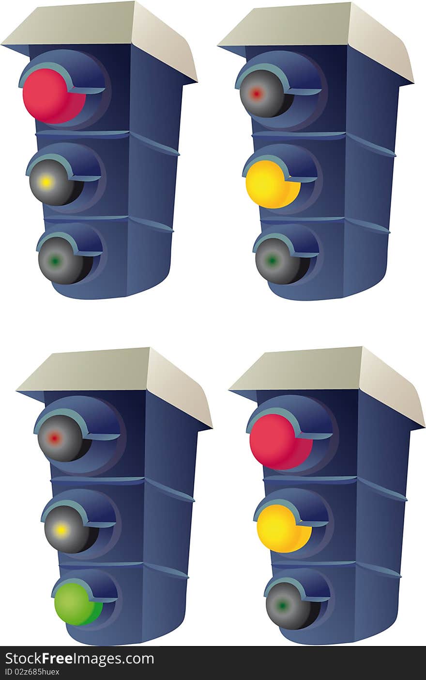 Four different schemes including traffic lights. Vector. Four different schemes including traffic lights. Vector.