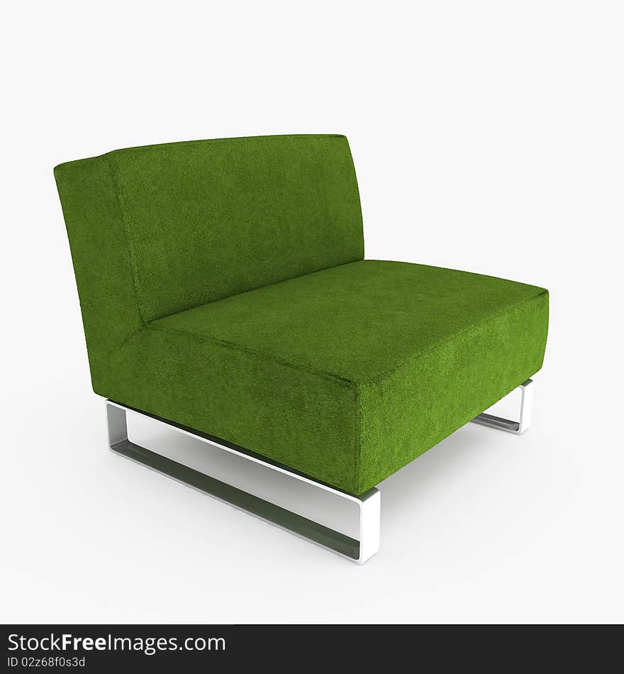 Green armchair. 3D illustration