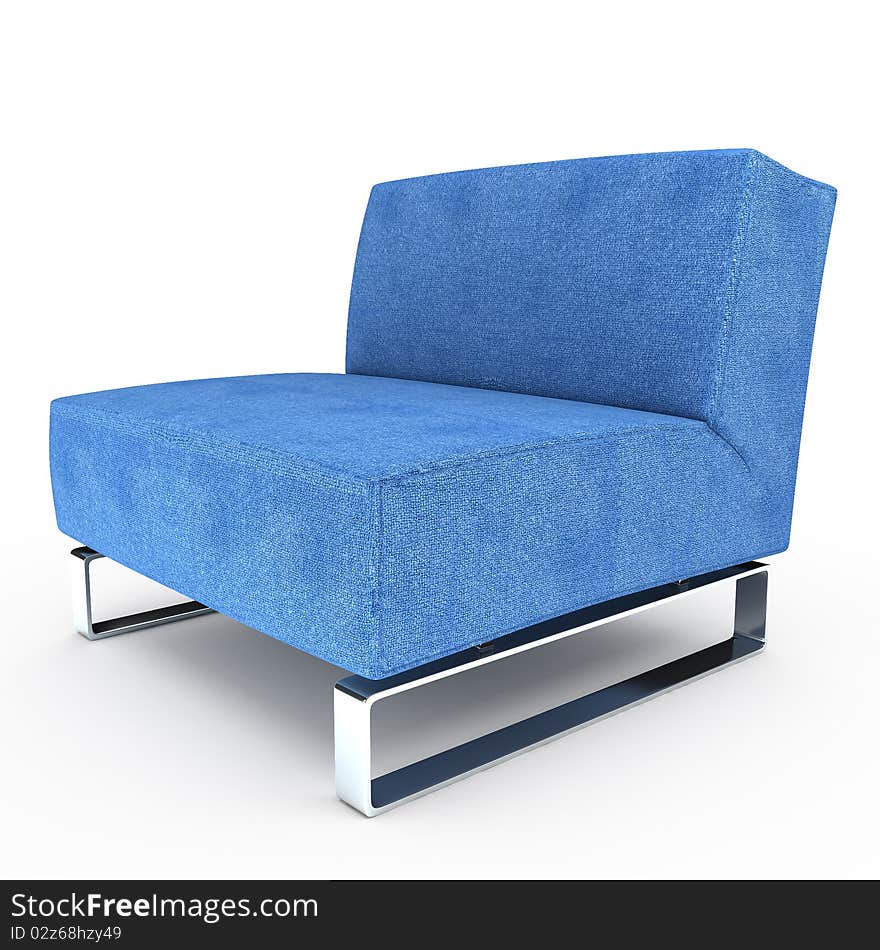 Blue armchair.3D illustration