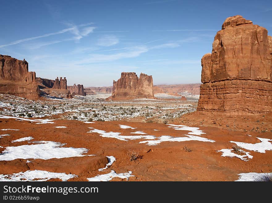 Arches National Park in winter, Utah, USA