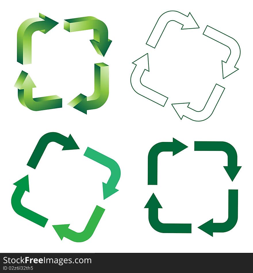 Illustration of recycles on white background