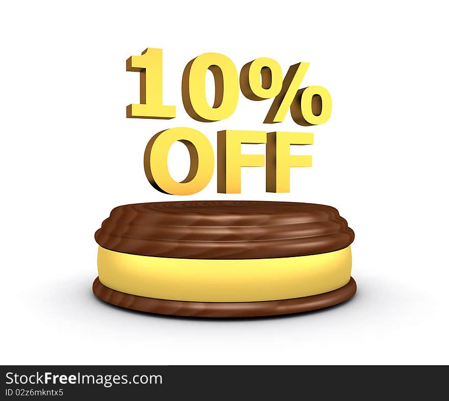 10% OFF on the white background - 3d render. 10% OFF on the white background - 3d render