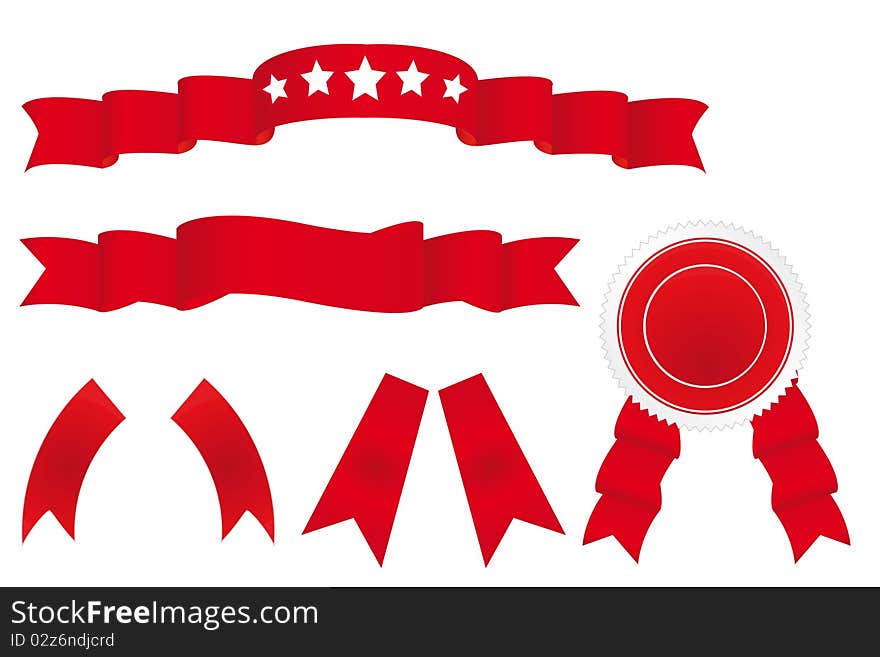 Decorative Set Of Red Ribbons