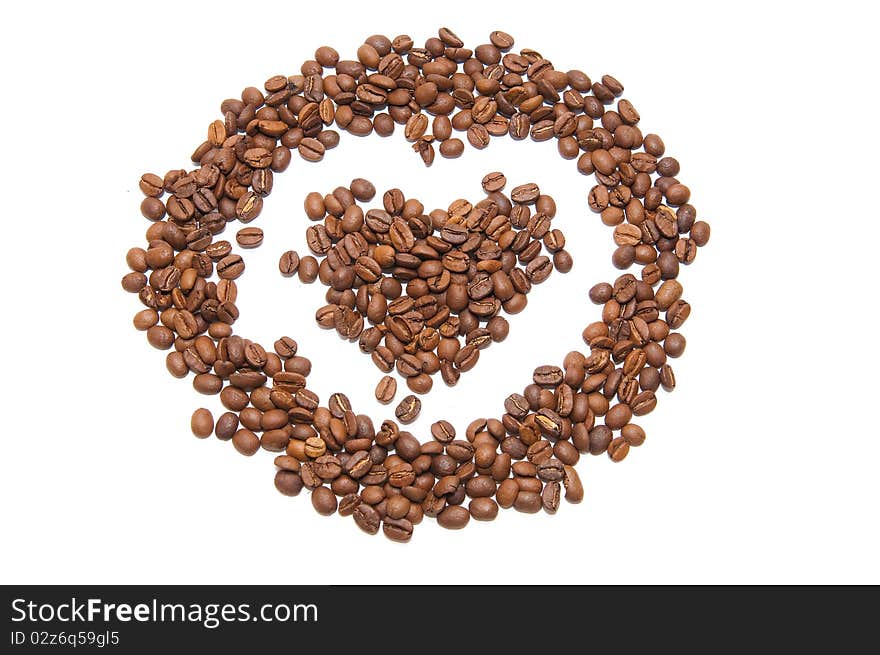 Coffee heart in circle