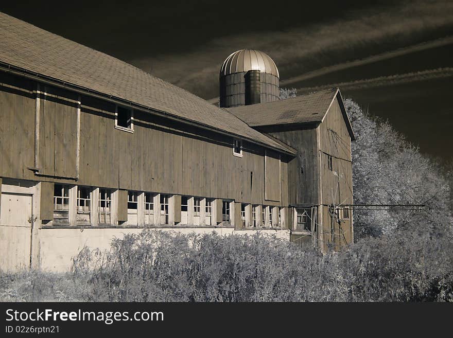 Old barn in infrared