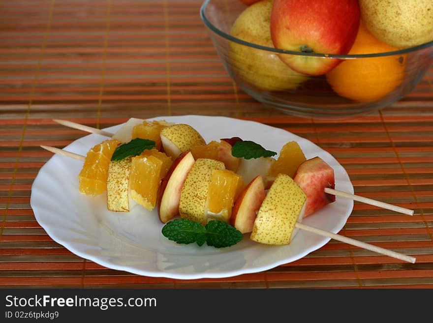 Fruit salad on a plate