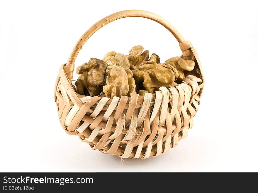 Walnuts in a wicker basket