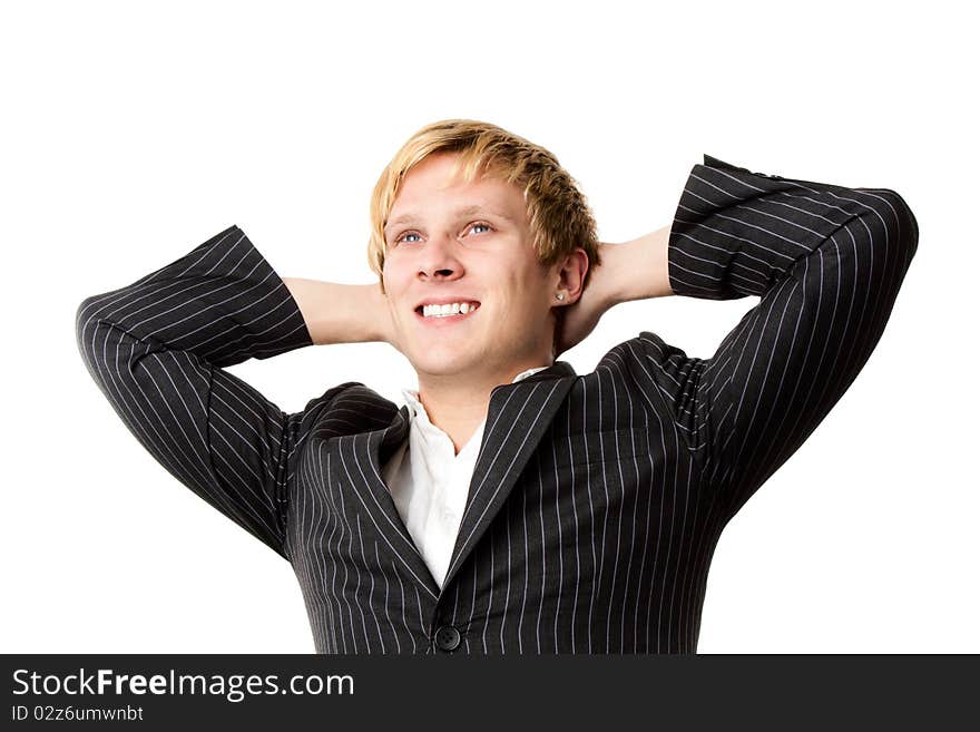 Thinking young man on white background. Thinking young man on white background