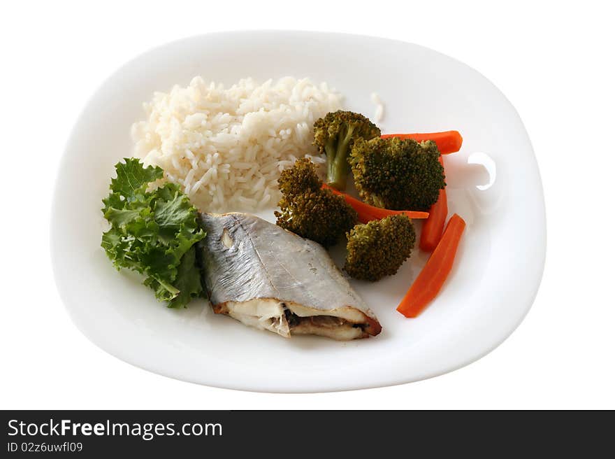 Boiled swordfish with rice