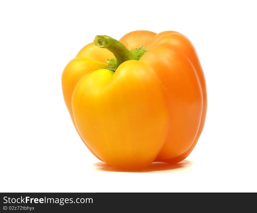 Single sweet pepper on a white background