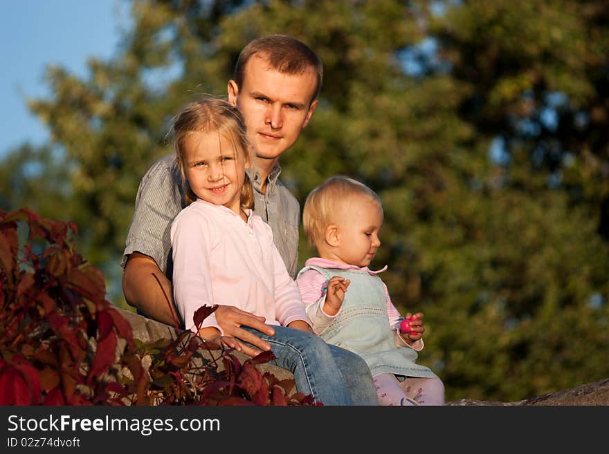 Father with two daughters