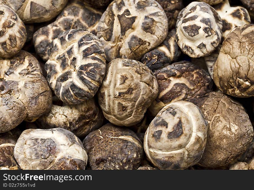 Close up dry mushrooms