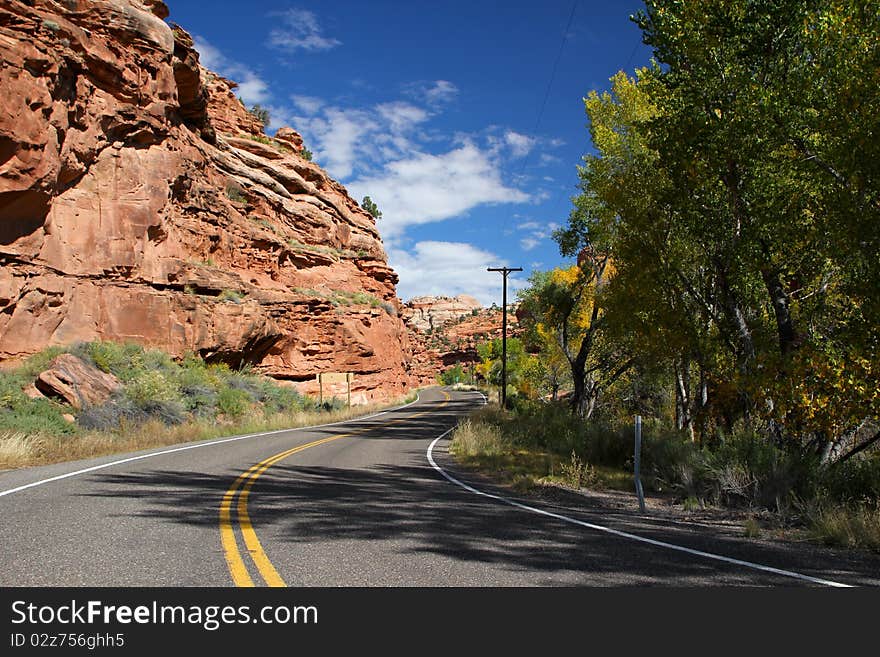 A beautiful road through the desert. A beautiful road through the desert