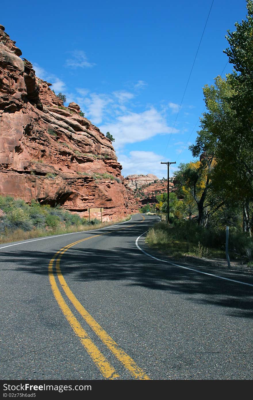 A beautiful desert road in the fall