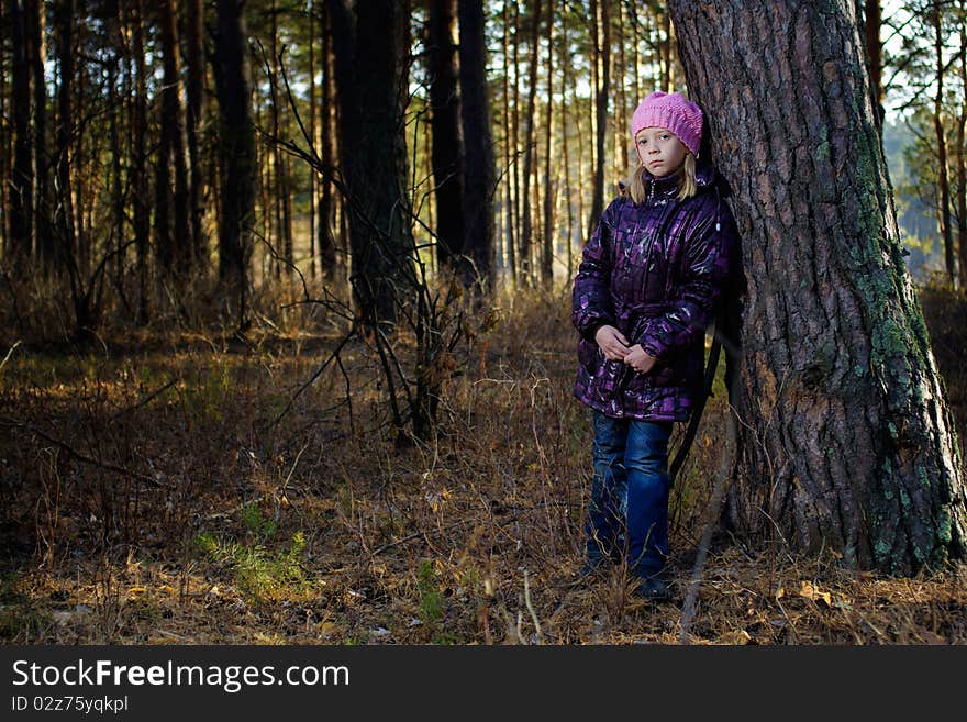 The girl in an autumn wood