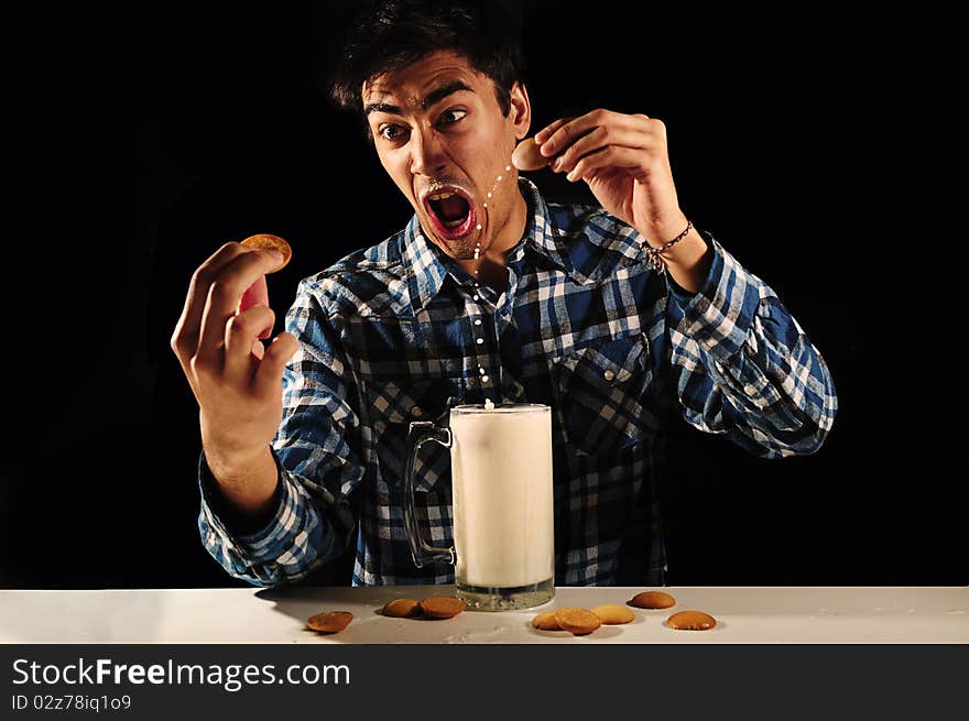 Boy playing with his food. Boy playing with his food