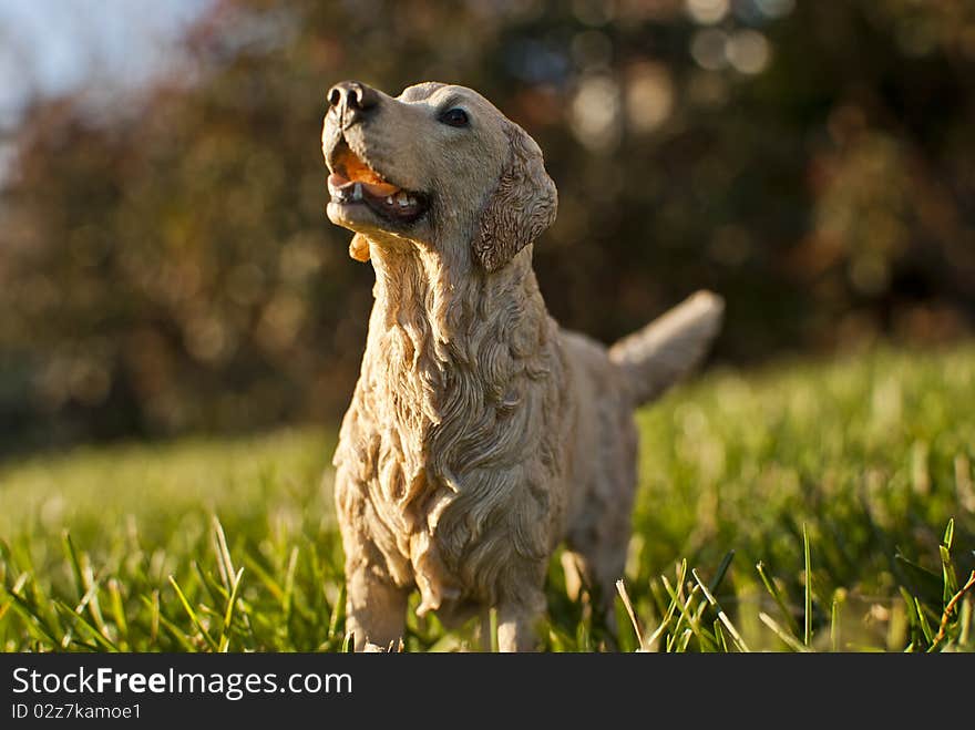 Golden Retriever Figurine In Grass