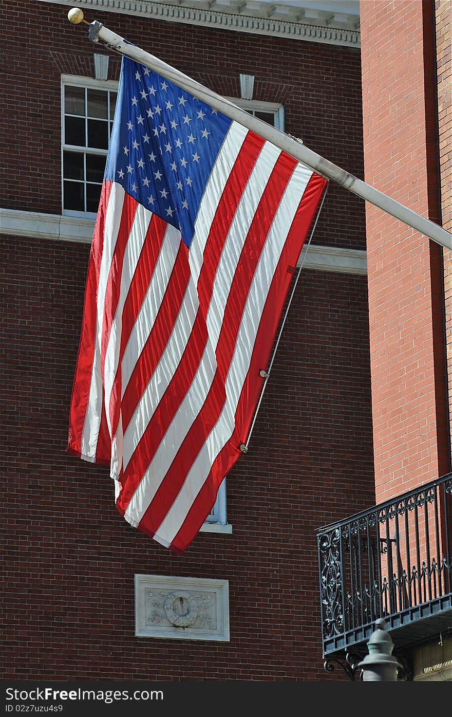 American Flag in a Historic City