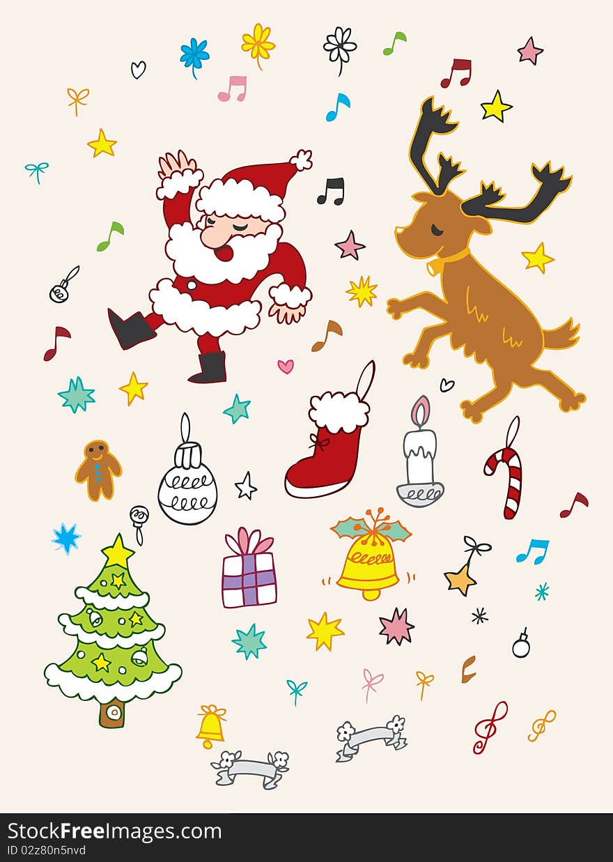 Cute Christmas icon,vector illustration