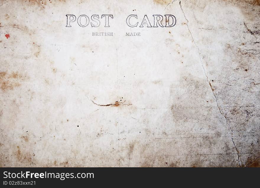 Reverse side of blank postcard