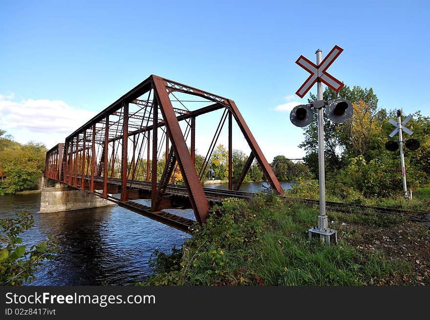 Rail length across the river  on steel bridge