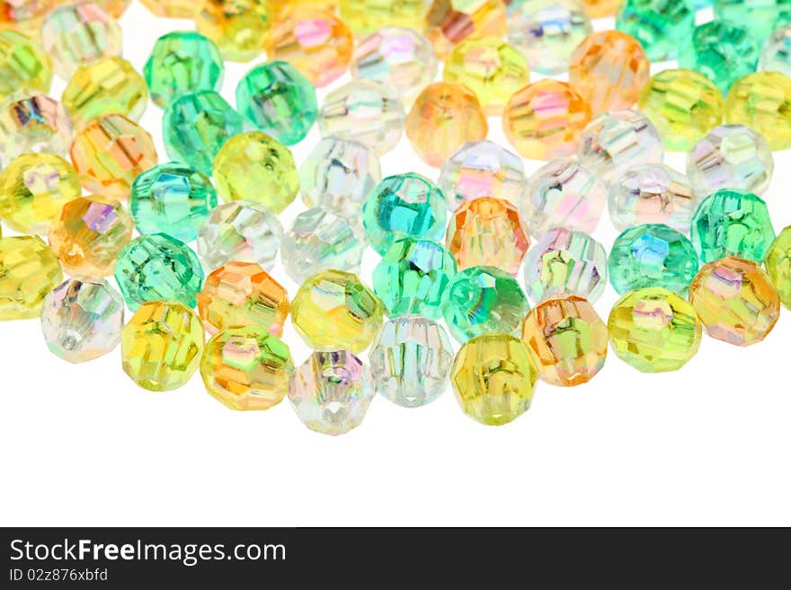 Glass beads isolated on white background