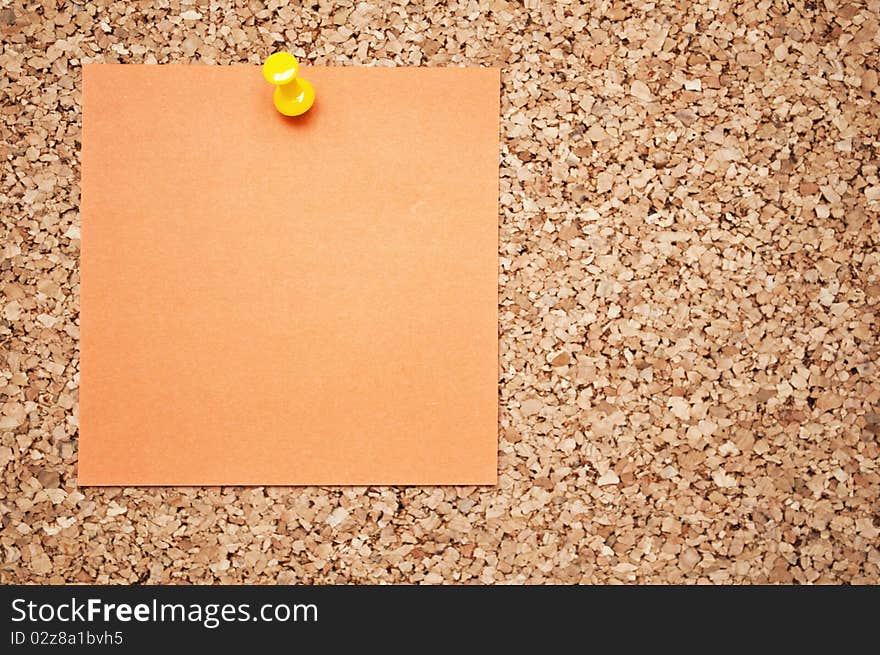 Empty paper note on cork board. Empty paper note on cork board