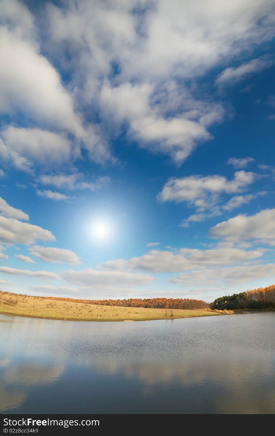 Silence above azure autumn lake. Silence above azure autumn lake.