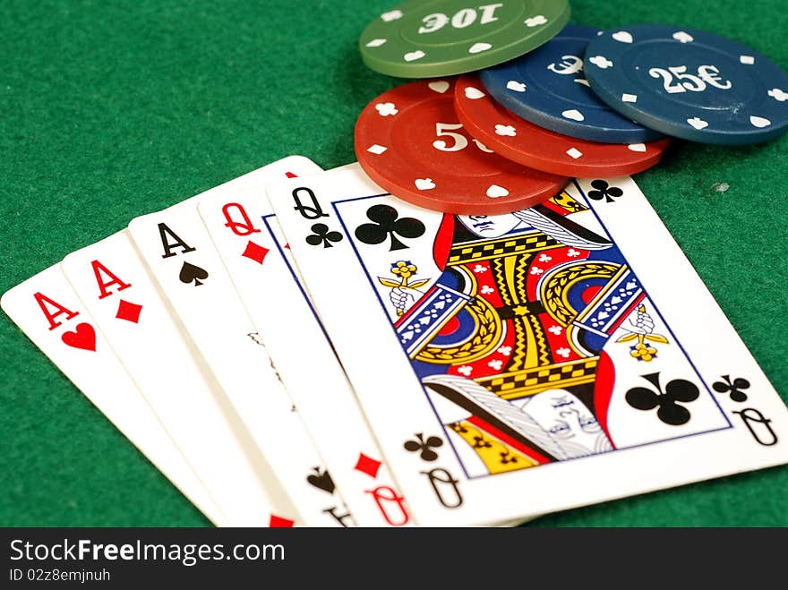 A nice hand in poker: full house of aces to women. A nice hand in poker: full house of aces to women