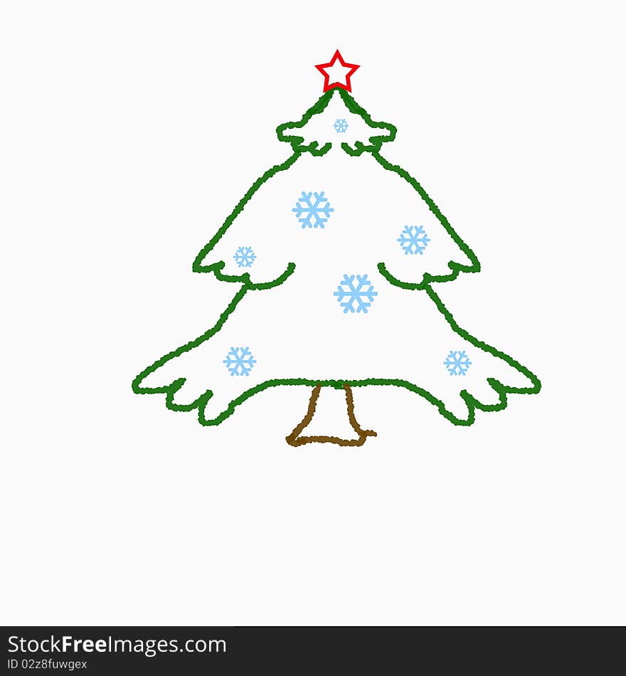 New Year tree at which the contour is drawn only. New Year tree at which the contour is drawn only